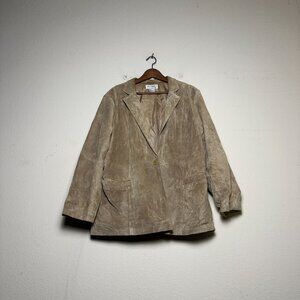 VTG Linea Louis Dell'Olio Suede Blazer Coat Jacket Women 1X Formal Beige Classic